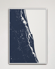 St. Augustine Coastal Map — Canvas Vertical, navy, White Frame, 16x24