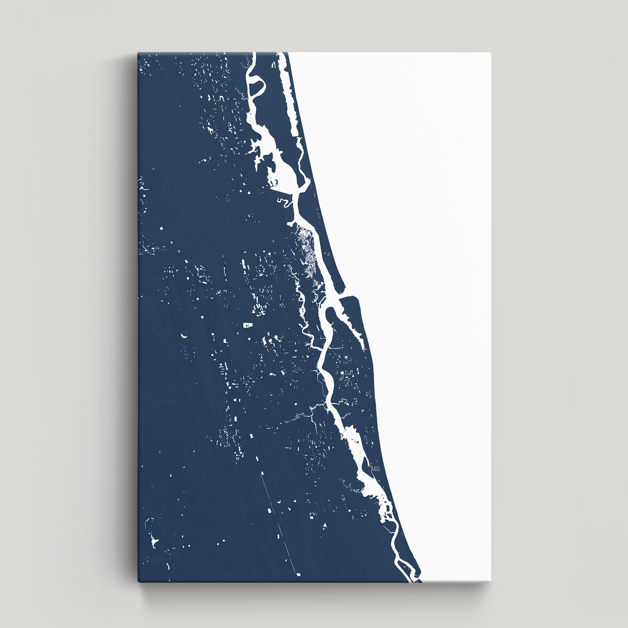 St. Augustine Coastal Map — Canvas Vertical, navy, No Frame, 16x24