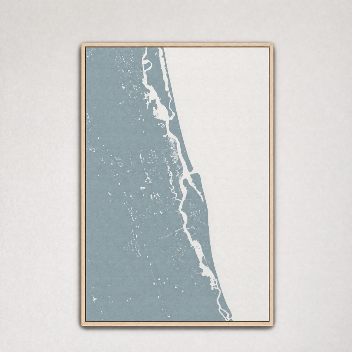 St. Augustine Coastal Map — Canvas Vertical — soft-blue, Light Wood