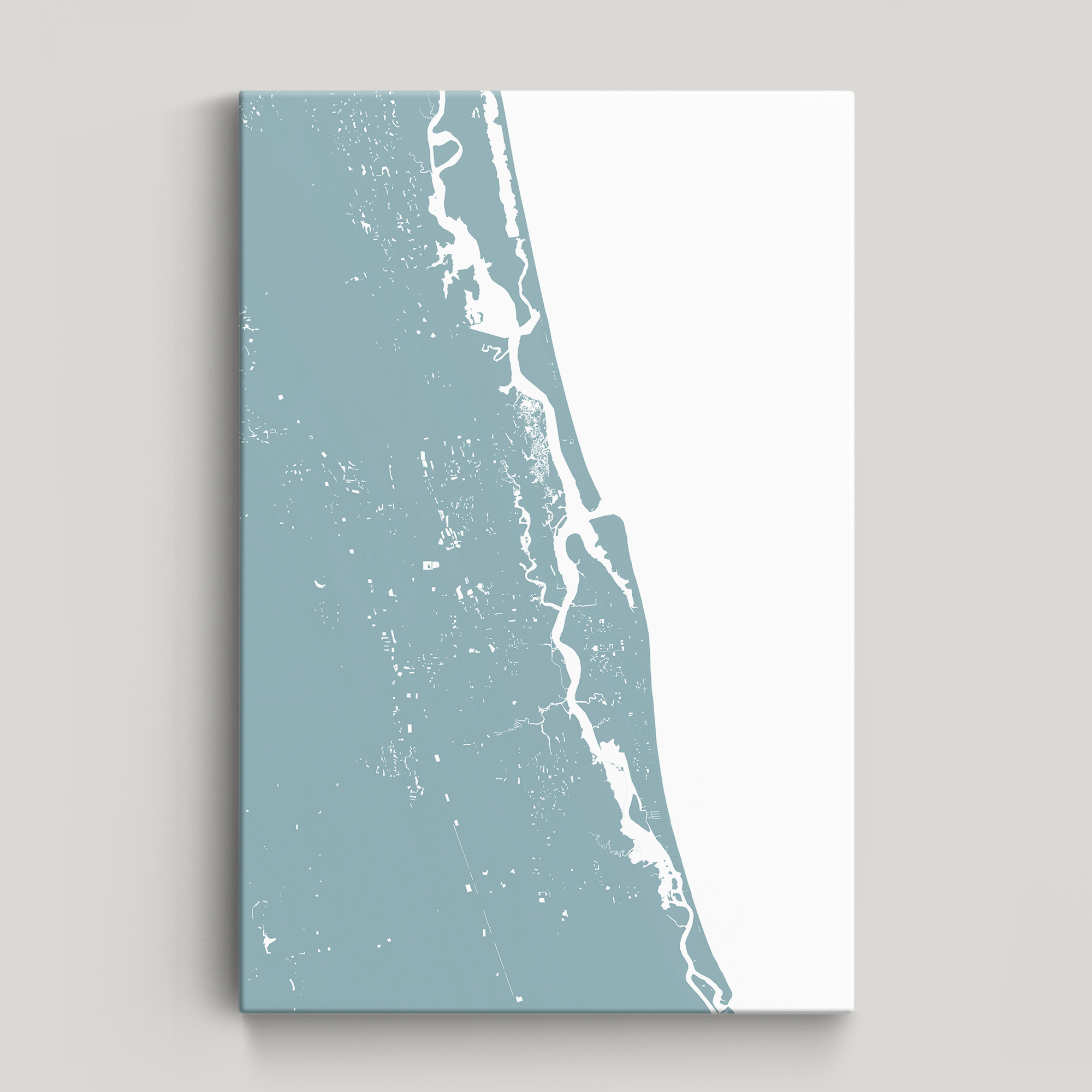St. Augustine Coastal Map — Canvas Vertical, soft-blue, No Frame, 16x24