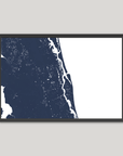 St. Augustine Coastal Map — Fine Art Print Horizontal, navy, Black Frame, 10x8