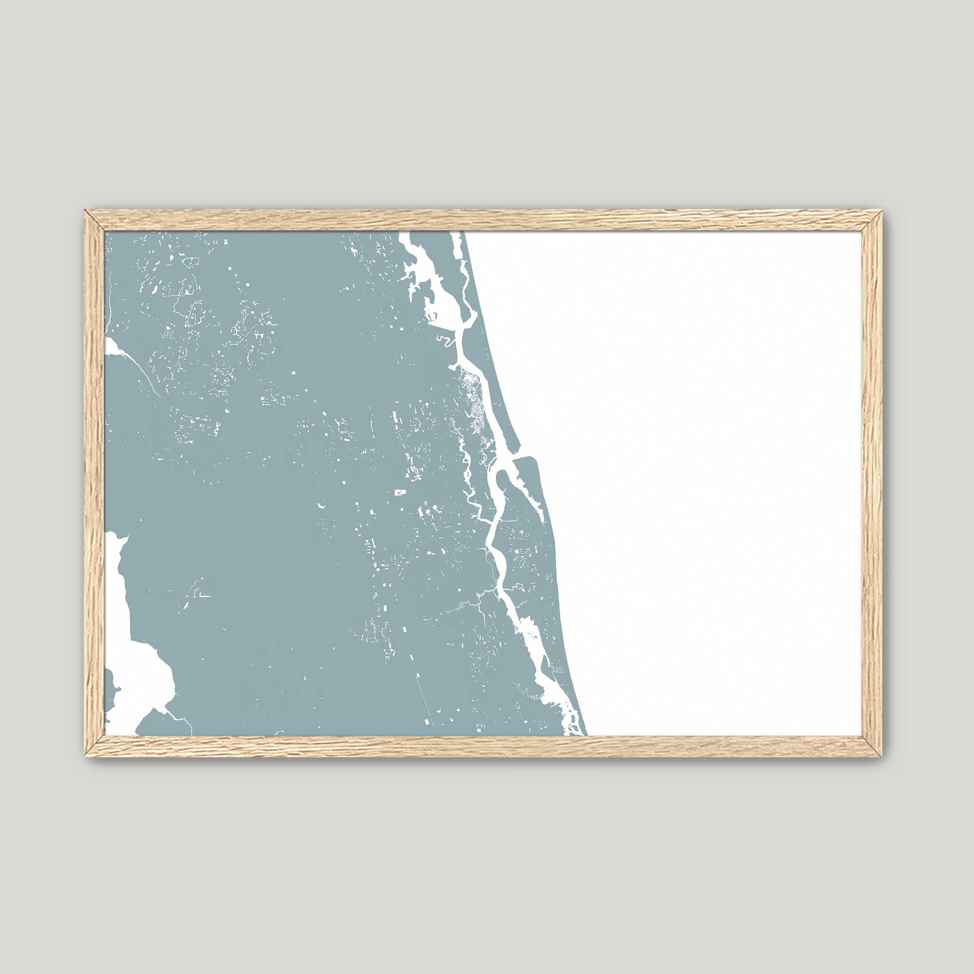 St. Augustine Coastal Map — Fine Art Print Horizontal, soft-blue, Oak, 10x8