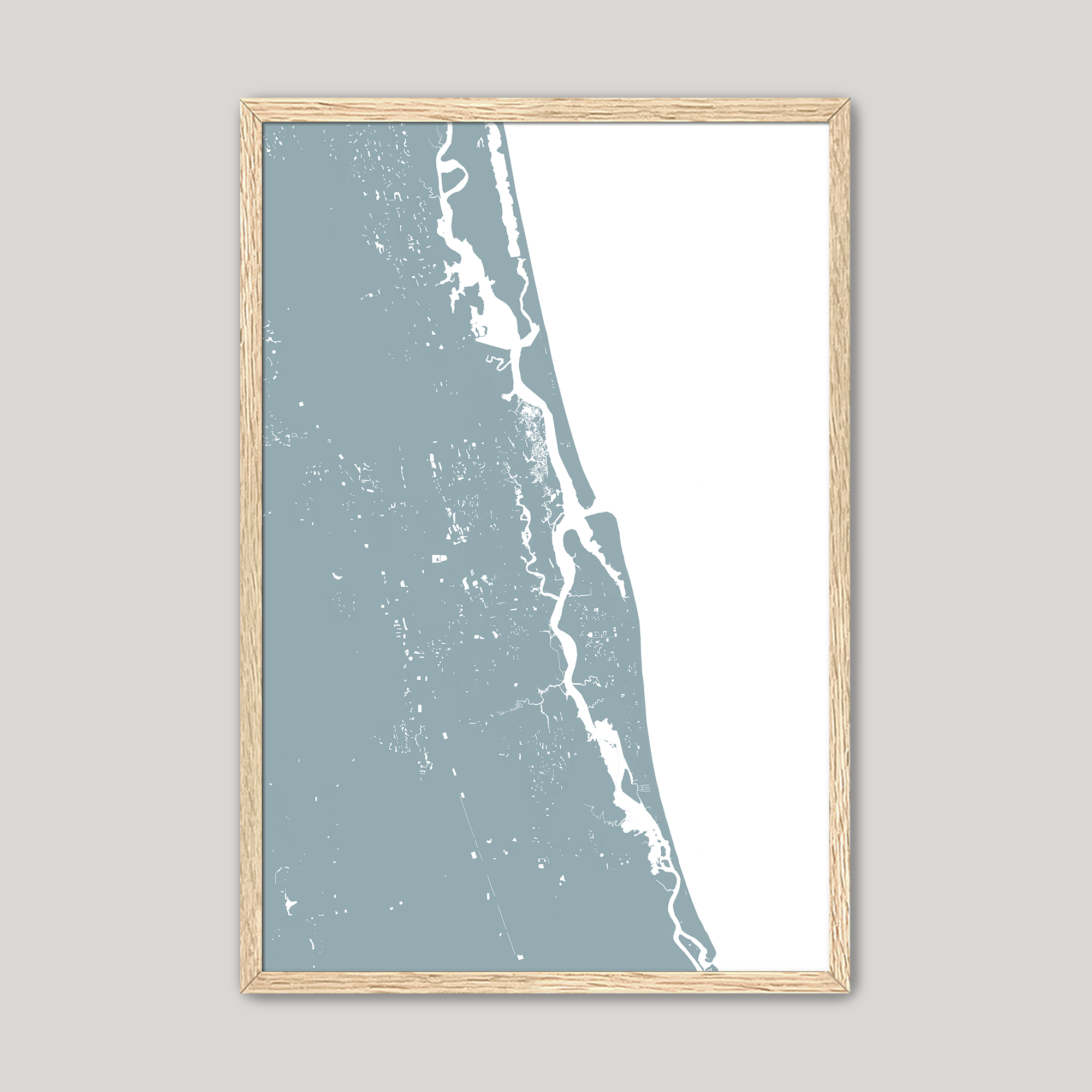 St. Augustine Coastal Map — Fine Art Print Vertical, soft-blue, Oak, 8x10