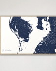 St. Petersburg Coastal Map — Canvas Horizontal, navy, Natural Oak