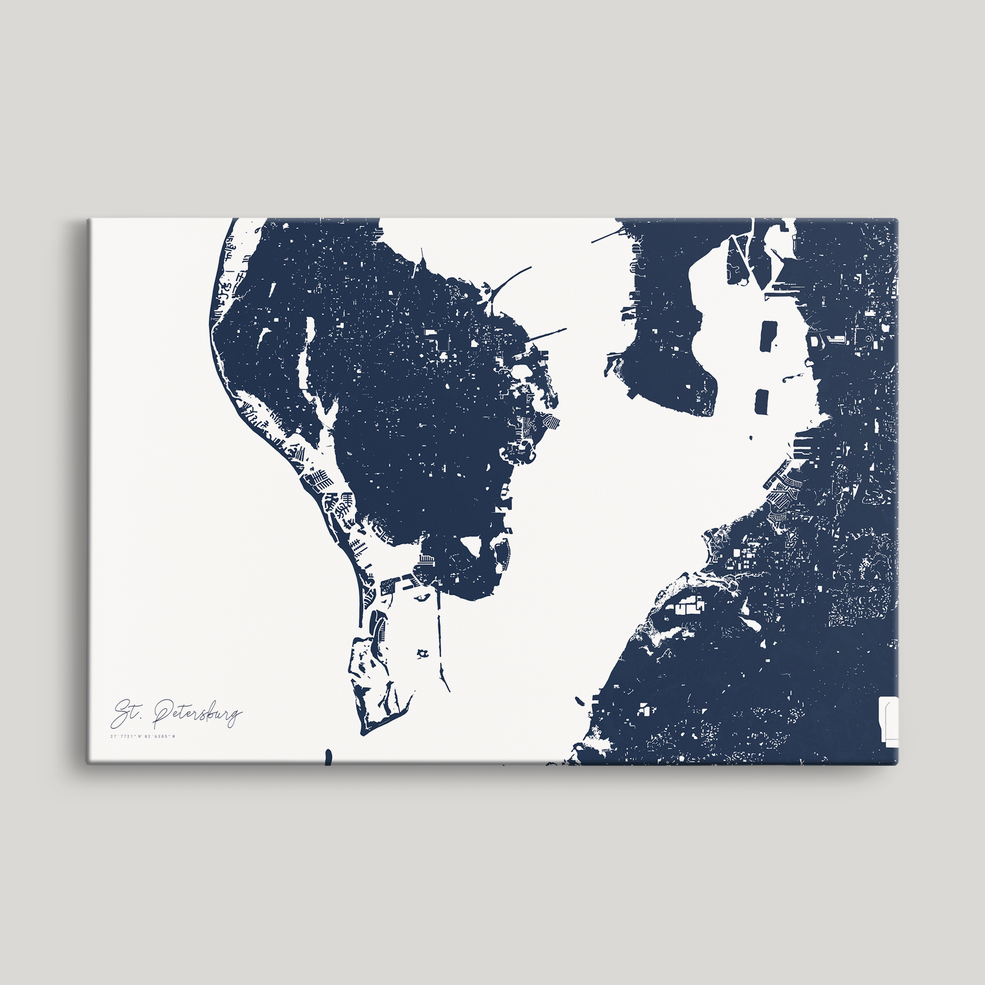 St. Petersburg Coastal Map — Canvas Horizontal, navy, No Frame