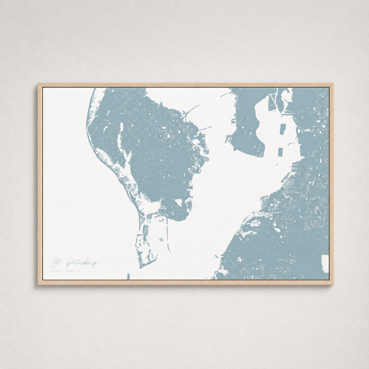 St. Petersburg Coastal Map — Canvas Horizontal — soft-blue, Light Wood