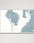 St. Petersburg Coastal Map — Canvas Horizontal, soft-blue, White Frame