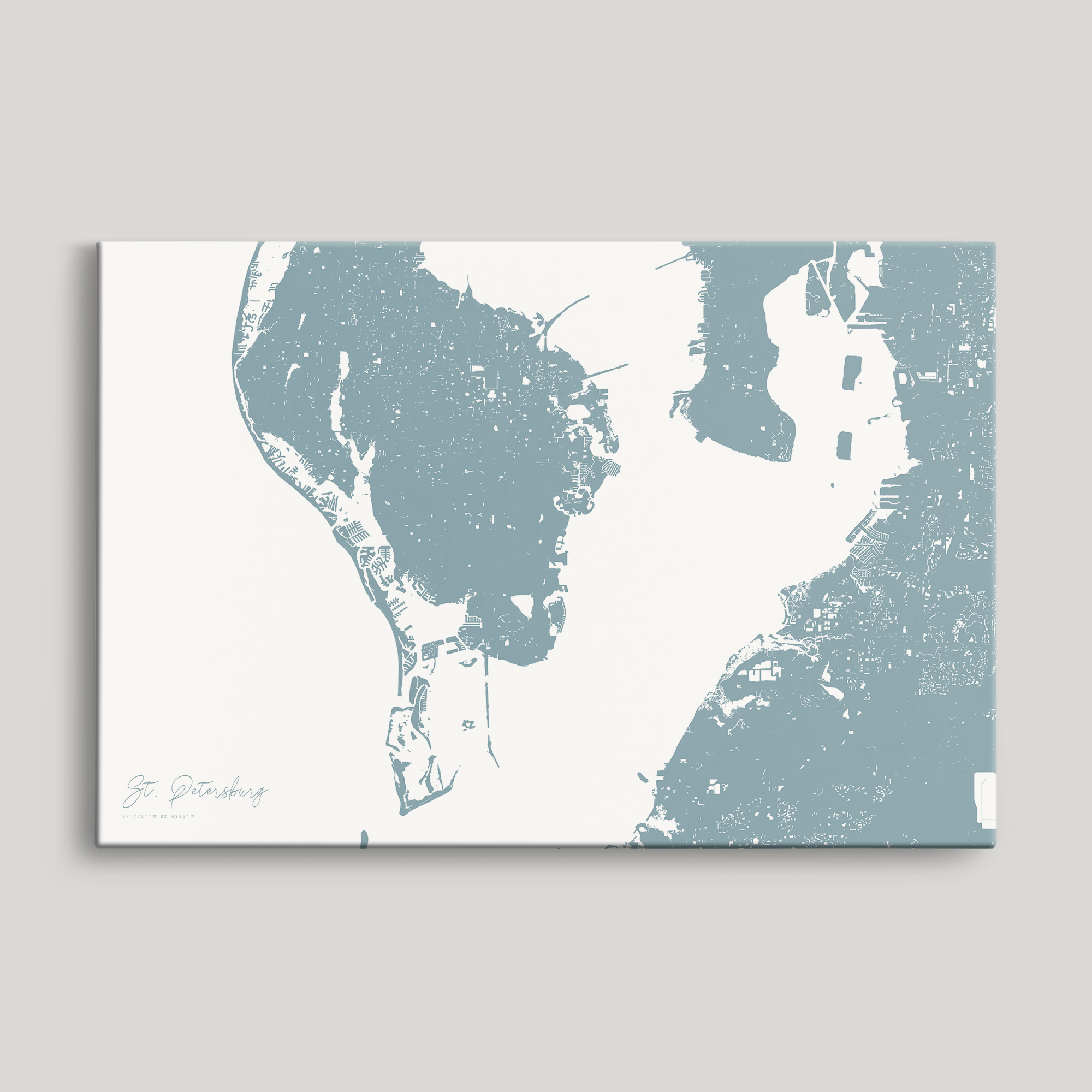 St. Petersburg Coastal Map — Canvas Horizontal, soft-blue, No Frame