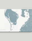 St. Petersburg Coastal Map — Canvas Horizontal, soft-blue, No Frame