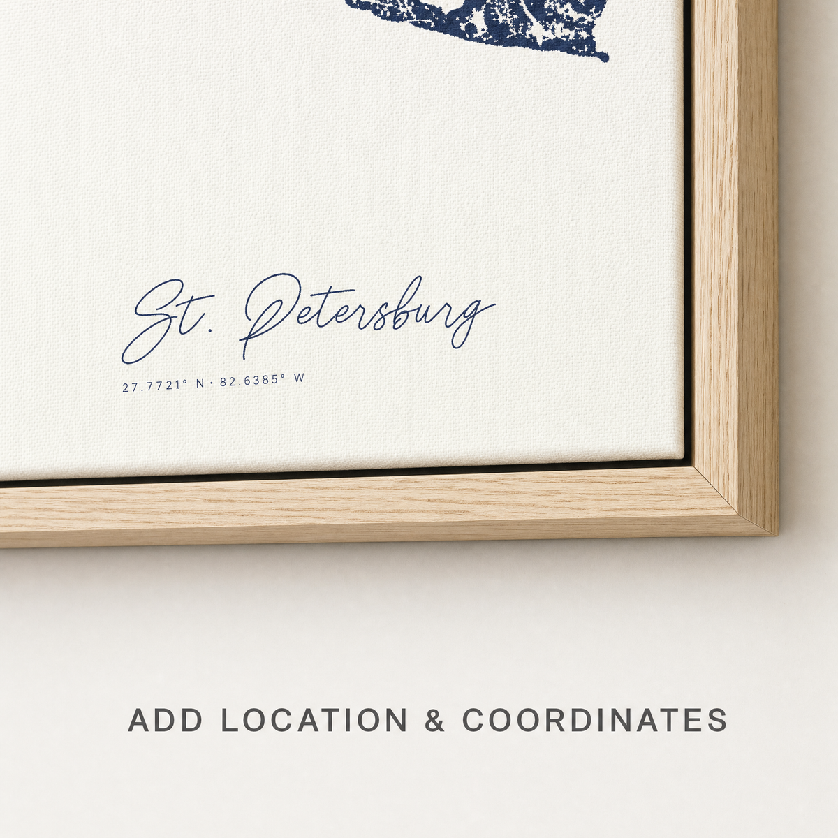 St. Petersburg canvas map — location and coordinates customization