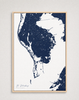 St. Petersburg Coastal Map — Canvas Vertical — navy, Light Wood