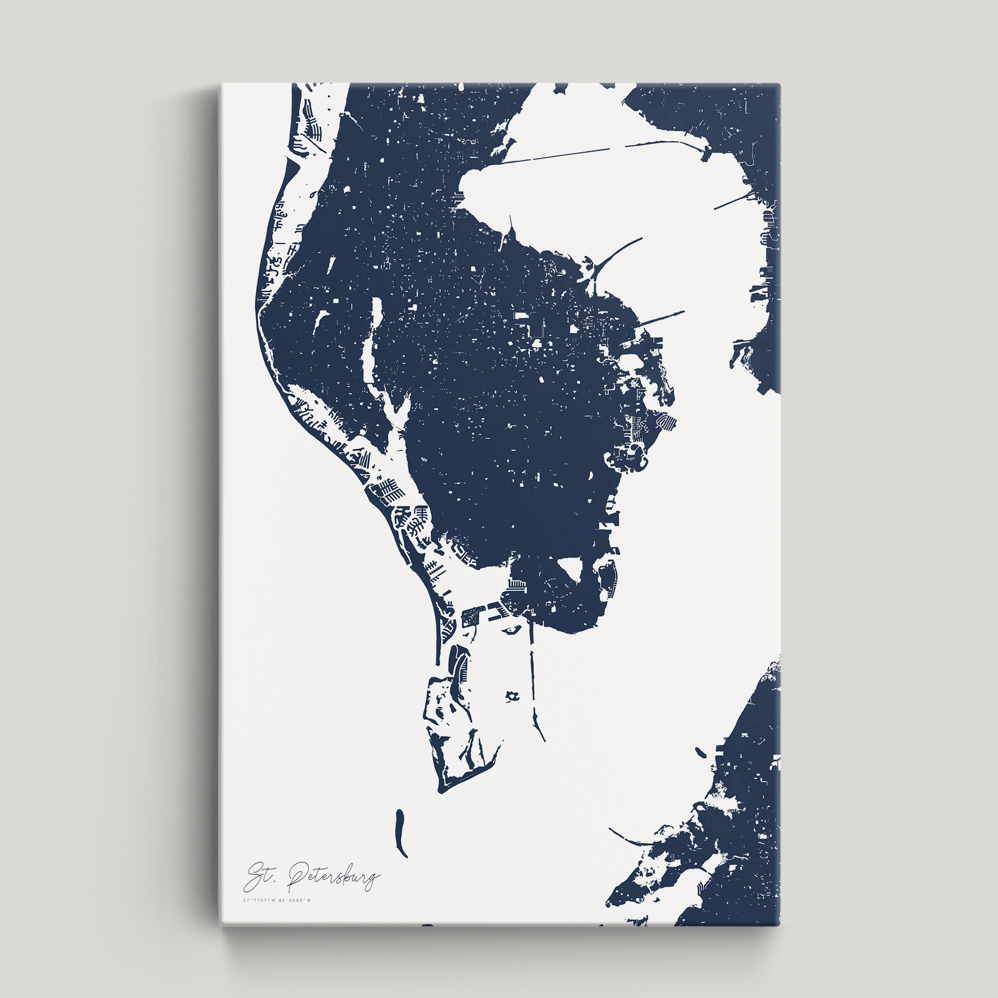 St. Petersburg Coastal Map — Canvas Vertical, navy, No Frame