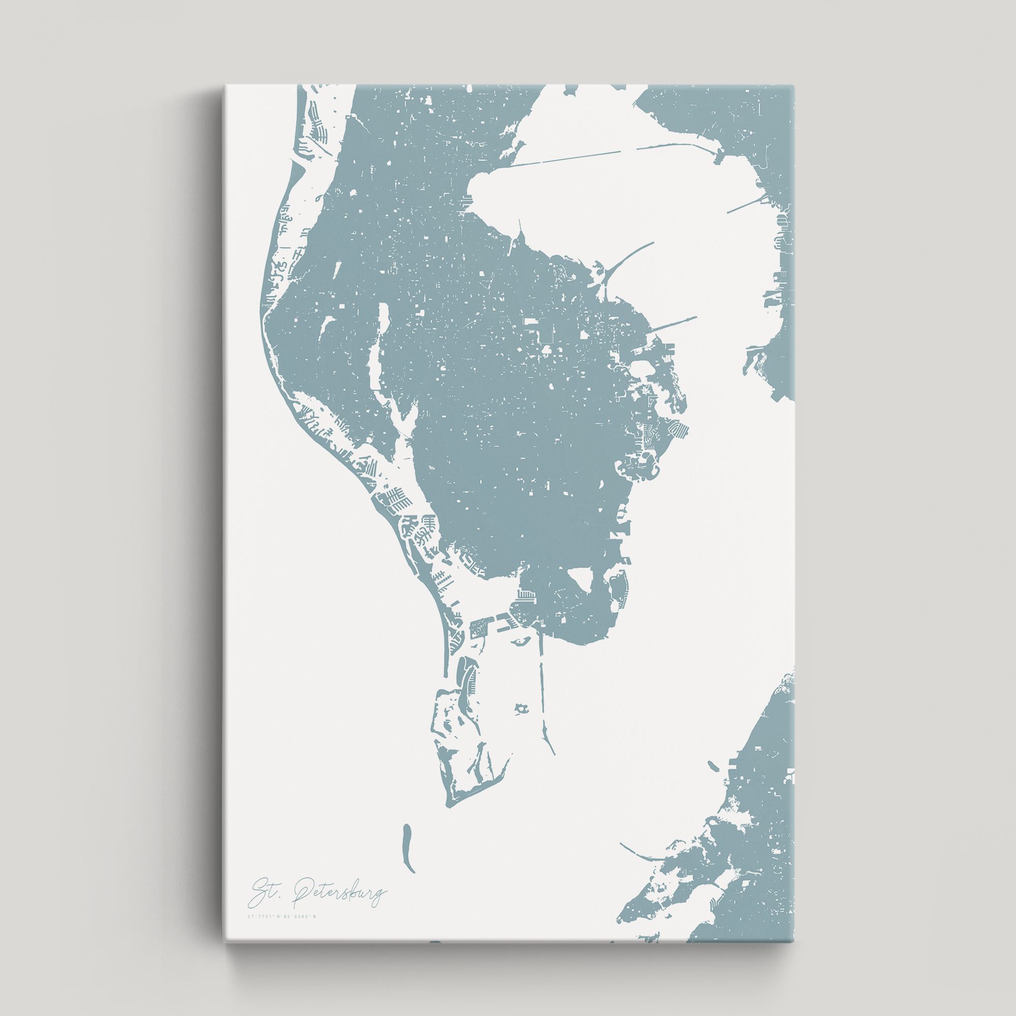 St. Petersburg Coastal Map — Canvas Vertical, soft-blue, No Frame