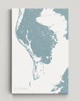 St. Petersburg Coastal Map — Canvas Vertical, soft-blue, No Frame