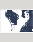 St. Petersburg Coastal Map — Fine Art Print Horizontal, navy, White Frame, 10x8