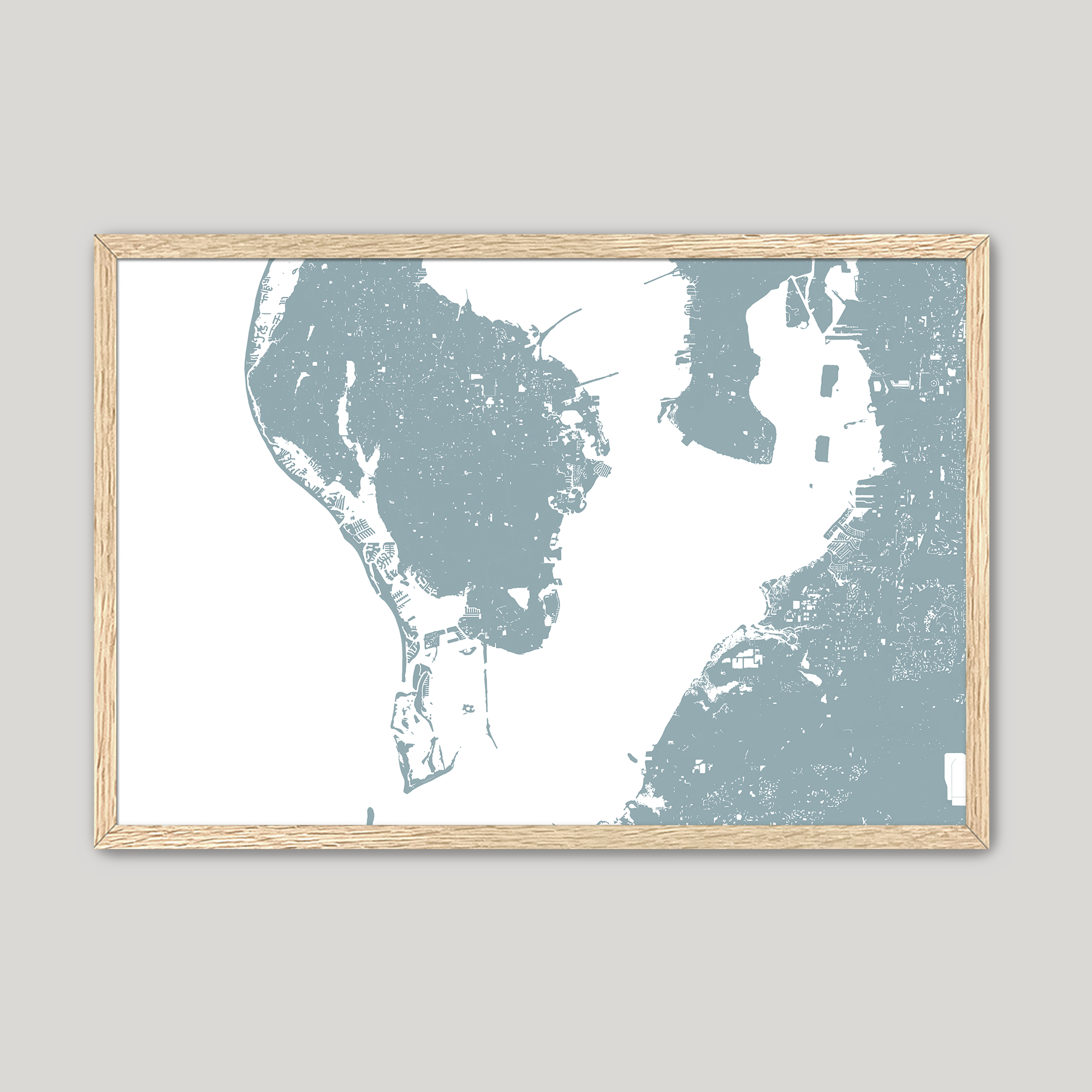 St. Petersburg Coastal Map — Fine Art Print Horizontal, soft-blue, Oak, 10x8