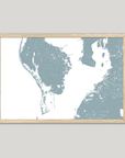 St. Petersburg Coastal Map — Fine Art Print Horizontal, soft-blue, Oak, 10x8