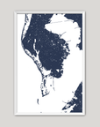 St. Petersburg Coastal Map — Fine Art Print Vertical, navy, White Frame, 8x10