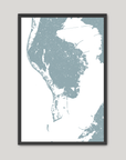 St. Petersburg Coastal Map — Fine Art Print Vertical, soft-blue, Black Frame, 8x10