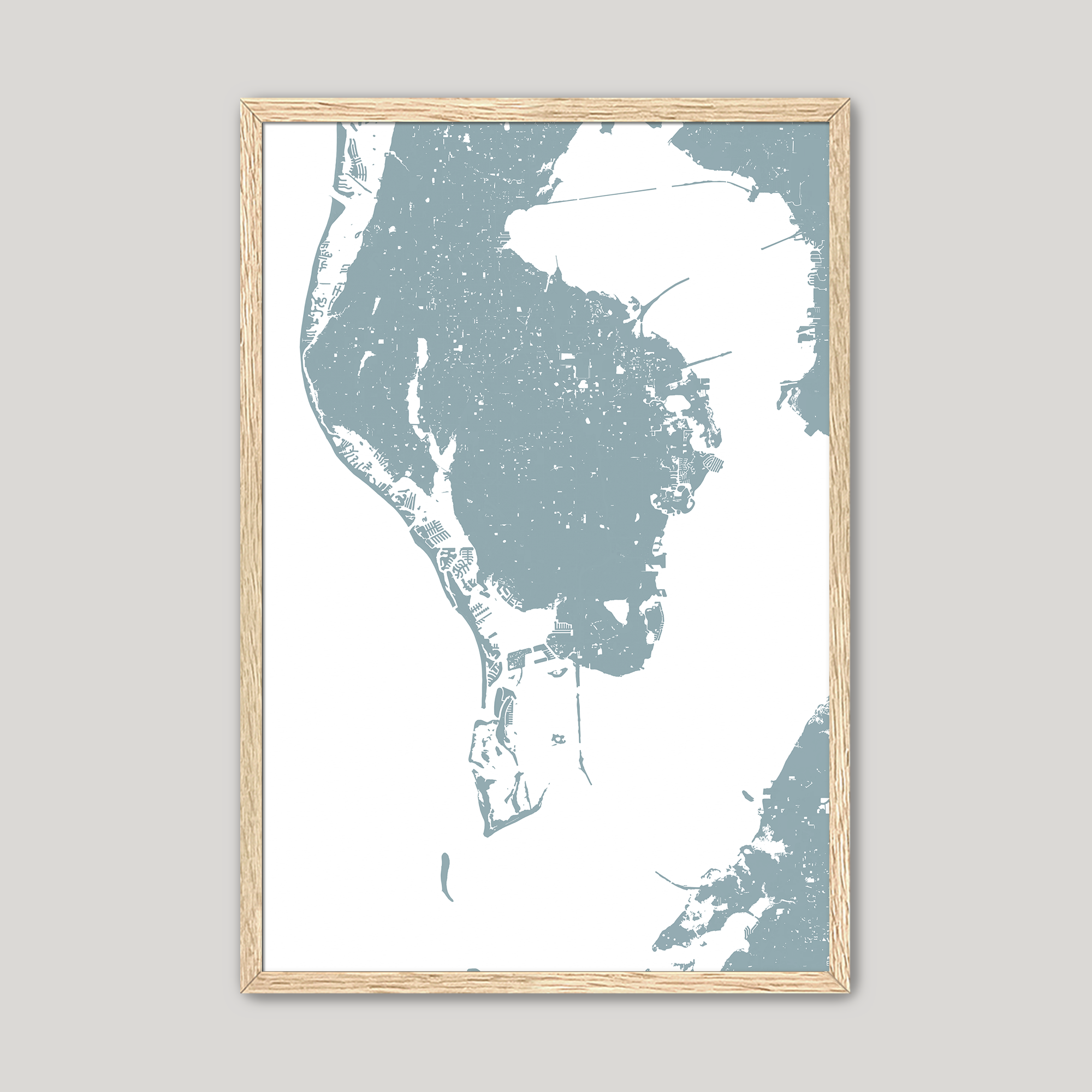 St. Petersburg Coastal Map — Fine Art Print Vertical, soft-blue, Oak, 8x10