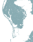 St. Petersburg Coastal Map — Fine Art Print Vertical, soft-blue, No Frame, 8x10