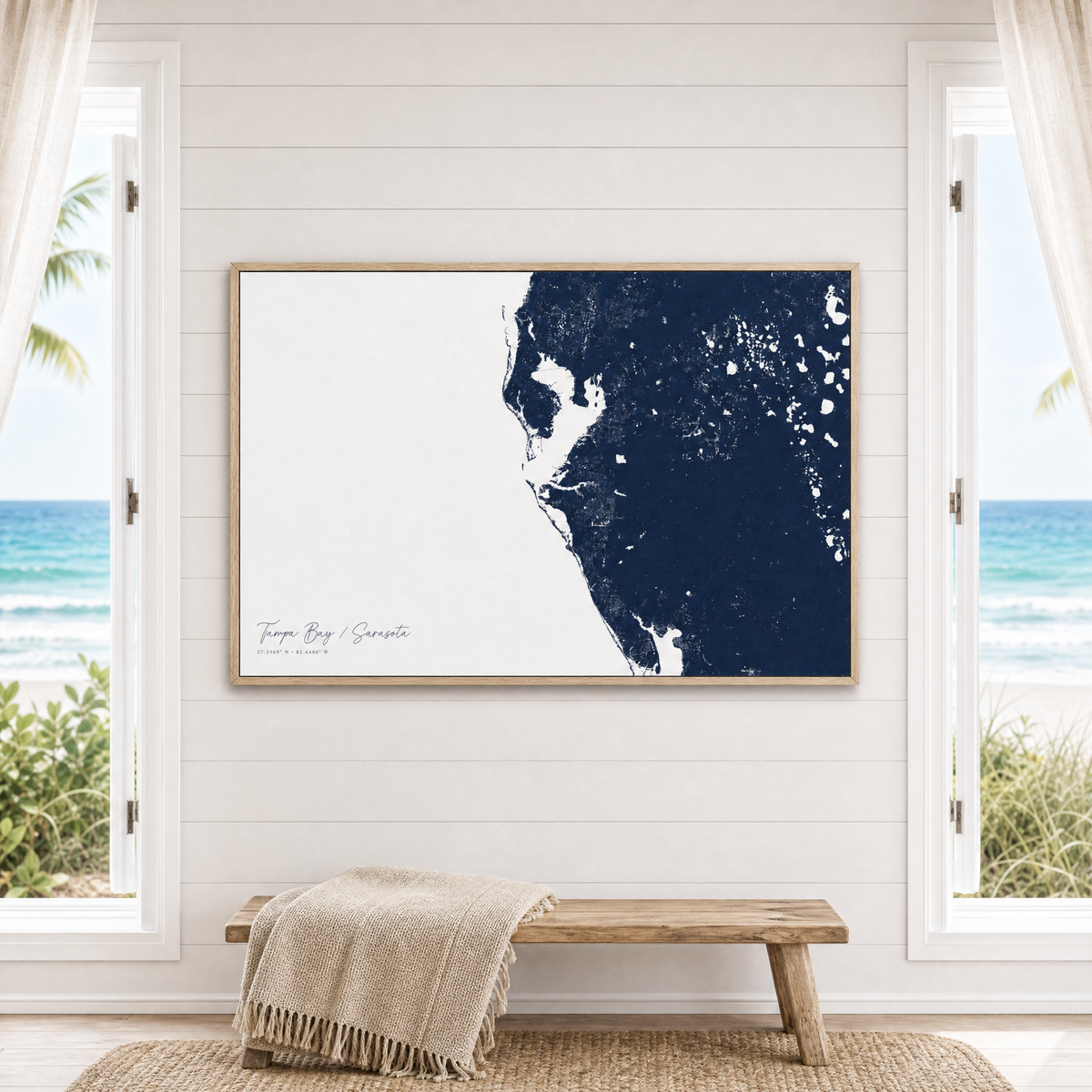 Tampa Bay / Sarasota canvas map — window-scene interior