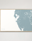 Tampa Bay / Sarasota Coastal Map — Canvas Horizontal, soft-blue, Natural Oak