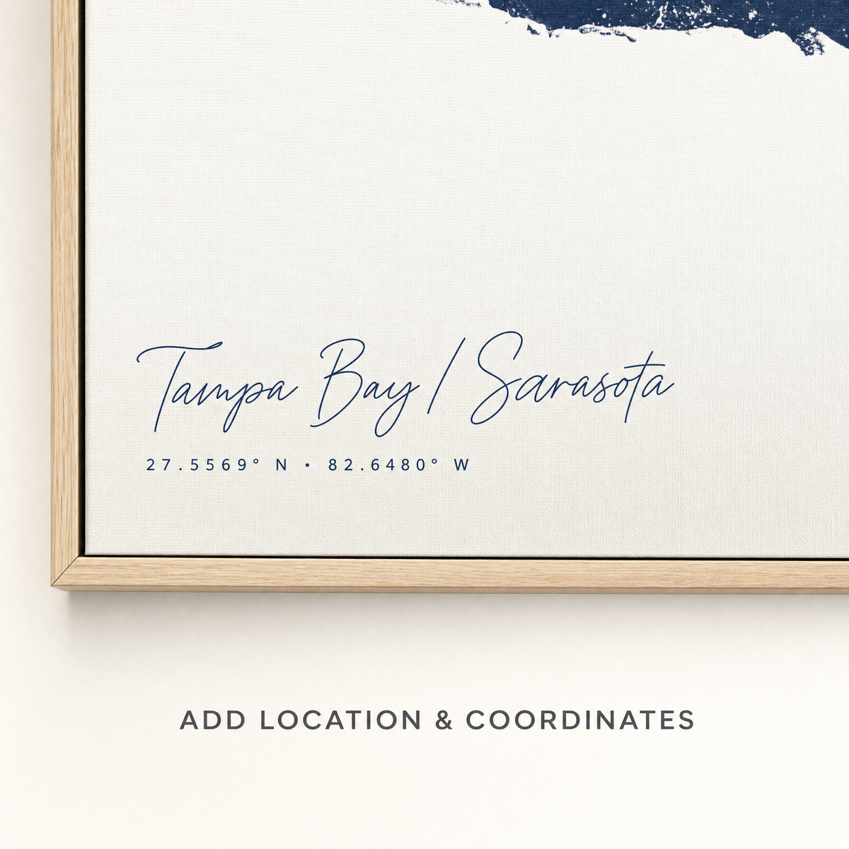 Tampa Bay / Sarasota canvas map — location and coordinates customization