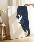 Tampa Bay navy vertical wrapped canvas map in the ratio 2:3 hand mockup