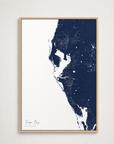 Tampa Bay / Sarasota Coastal Map — Canvas Vertical — navy, Light Wood