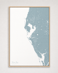 Tampa Bay / Sarasota Coastal Map — Canvas Vertical — soft-blue, Light Wood