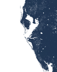 Tampa Bay / Sarasota Coastal Map — Fine Art Print Horizontal, navy, No Frame, 10x8