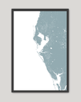 Tampa Bay / Sarasota Coastal Map — Fine Art Print Vertical, soft-blue, Black Frame, 8x10