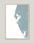 Tampa Bay / Sarasota Coastal Map — Fine Art Print Vertical, soft-blue, Oak, 8x10