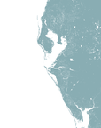 Tampa Bay / Sarasota Coastal Map — Fine Art Print Vertical, soft-blue, No Frame, 8x10