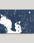 Tampa Coastal Map — Canvas Horizontal, navy, No Frame, 24x16