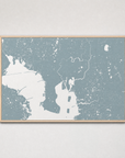Tampa Coastal Map — Canvas Horizontal — soft-blue, Light Wood