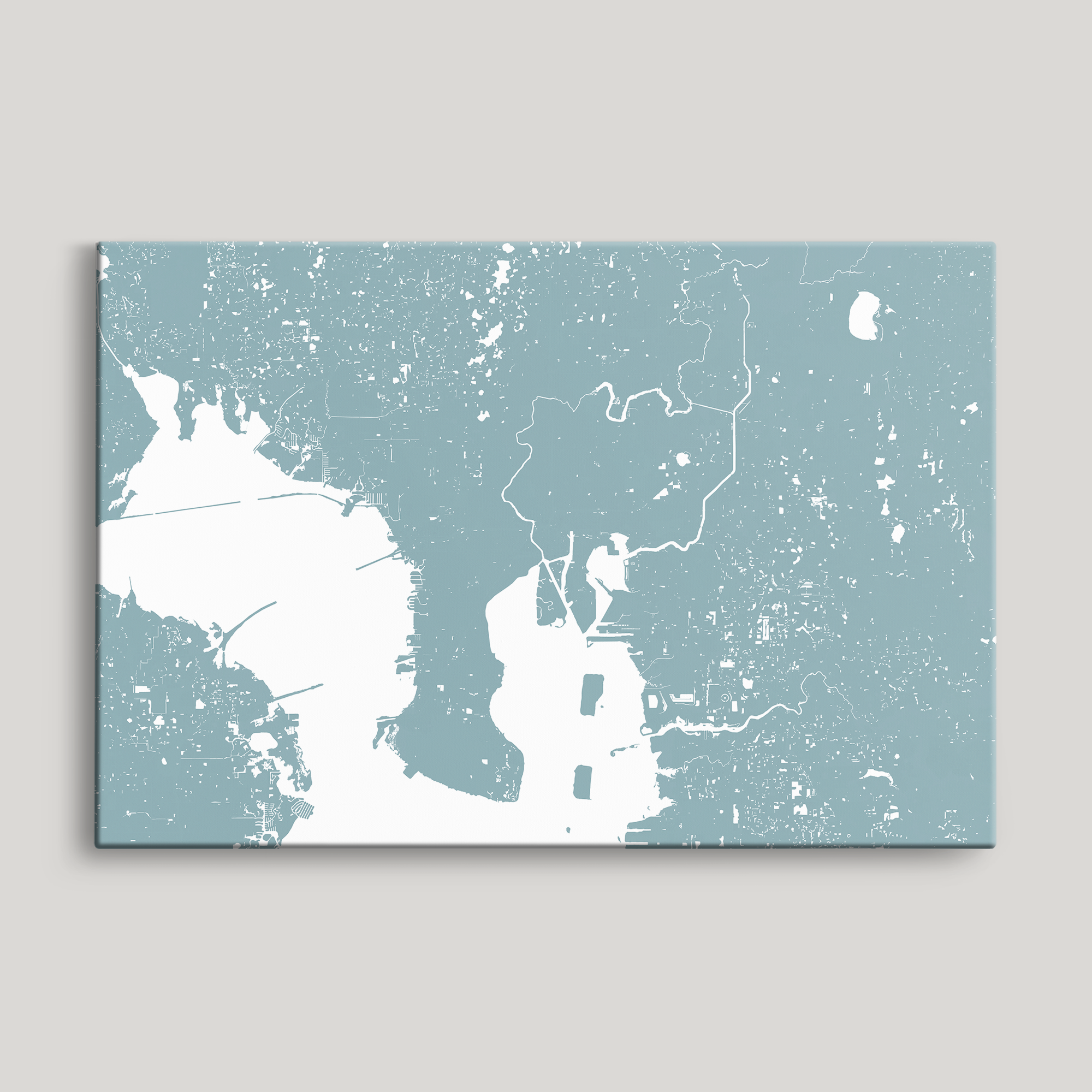Tampa Coastal Map — Canvas Horizontal, soft-blue, No Frame, 24x16