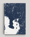 Tampa Coastal Map — Canvas Vertical, navy, No Frame