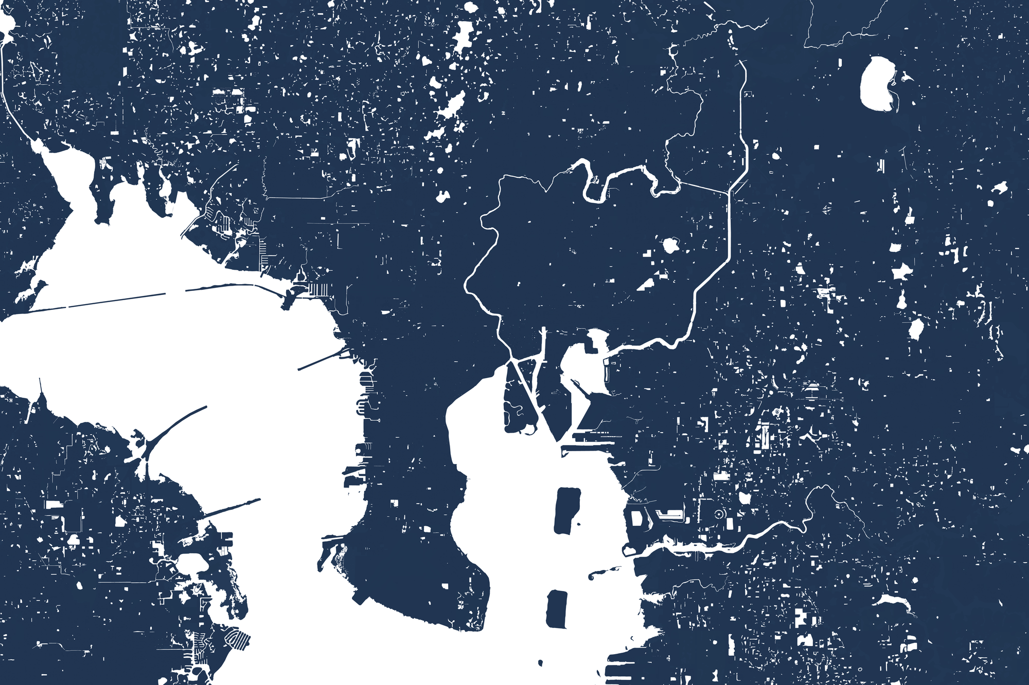 Tampa Coastal Map — Fine Art Print Horizontal, navy, No Frame, 10x8