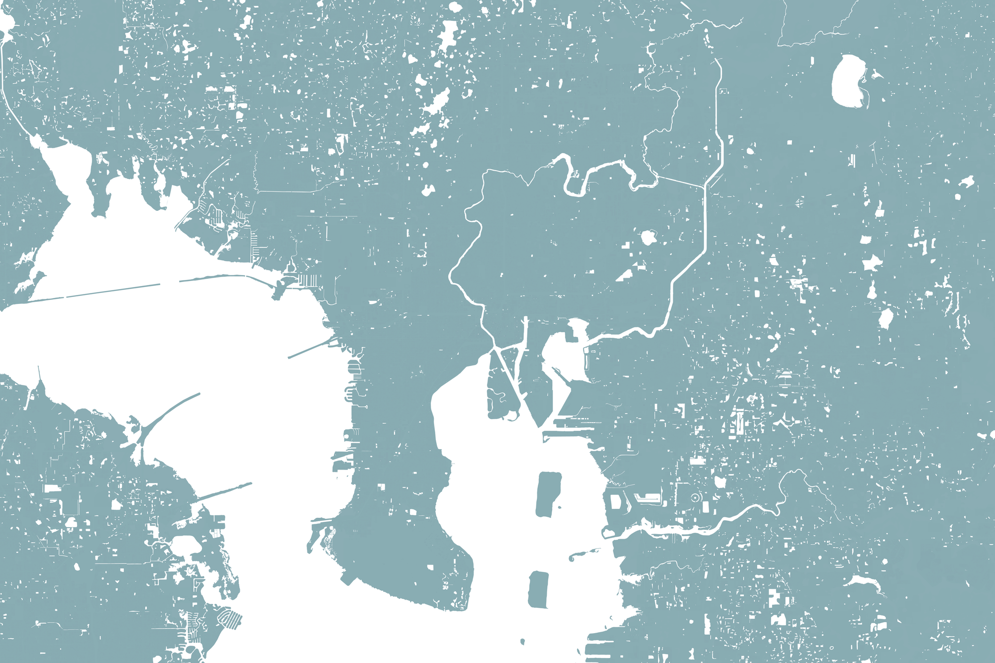 Tampa Coastal Map — Fine Art Print Horizontal, soft-blue, No Frame, 10x8