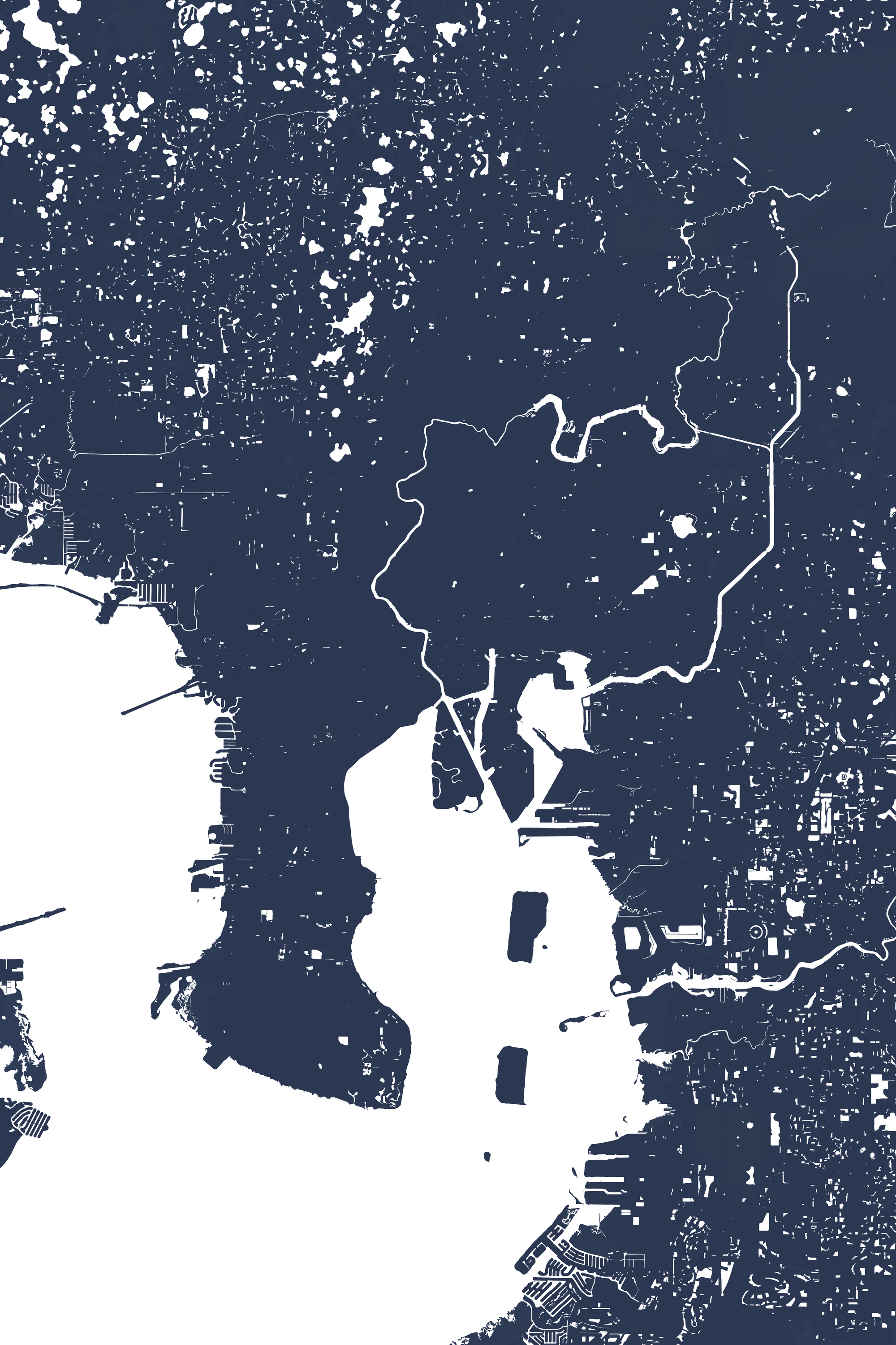 Tampa Coastal Map — Fine Art Print Vertical, navy, No Frame, 8x10