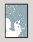 Tampa Coastal Map — Fine Art Print Vertical, soft-blue, Black Frame, 8x10