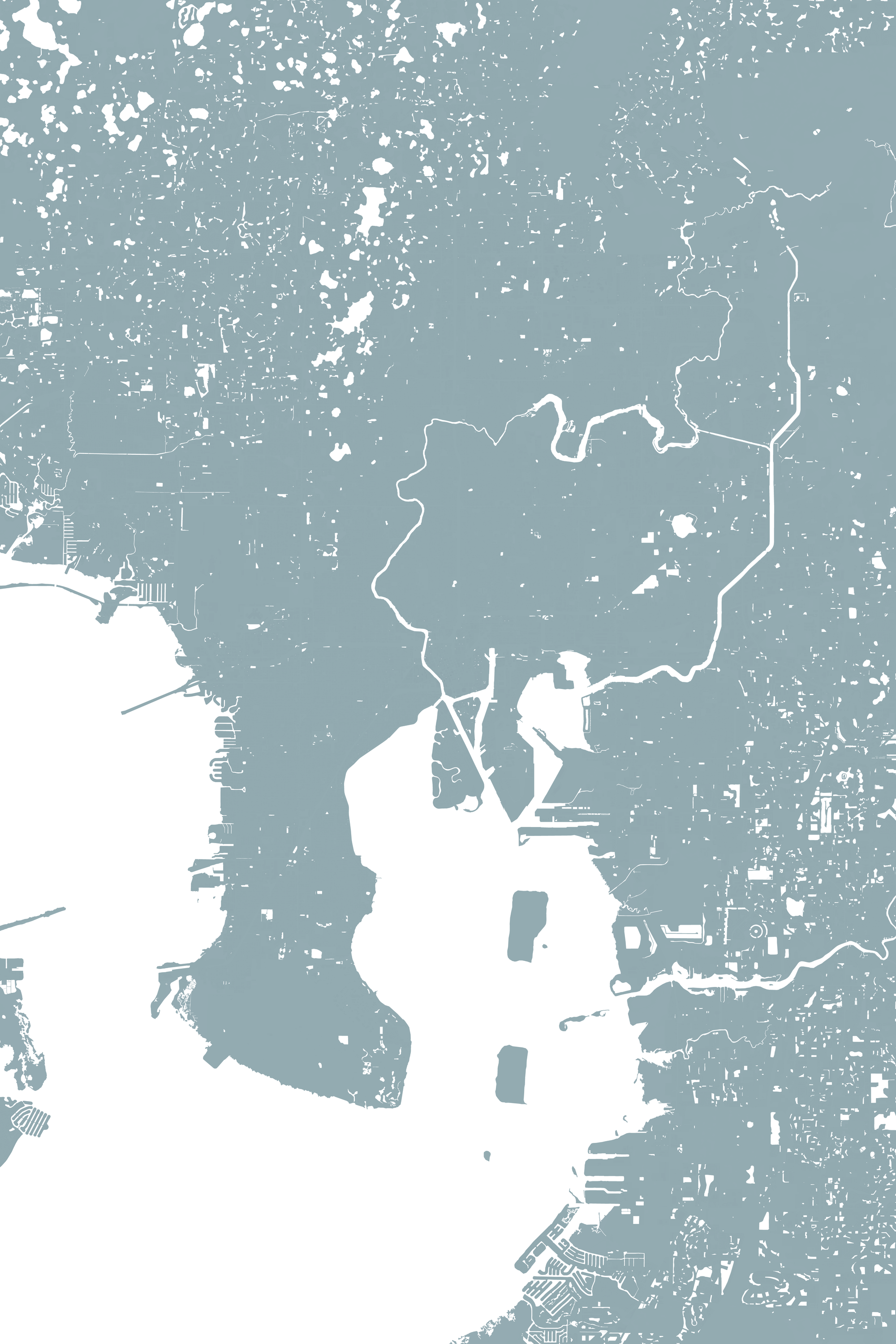 Tampa Coastal Map — Fine Art Print Vertical, soft-blue, No Frame, 8x10