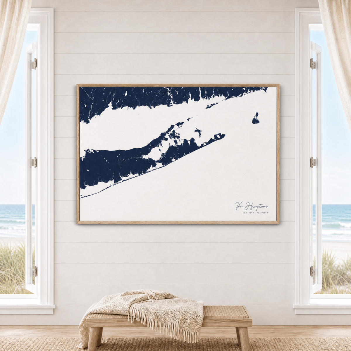 The Hamptons canvas map — window-scene interior