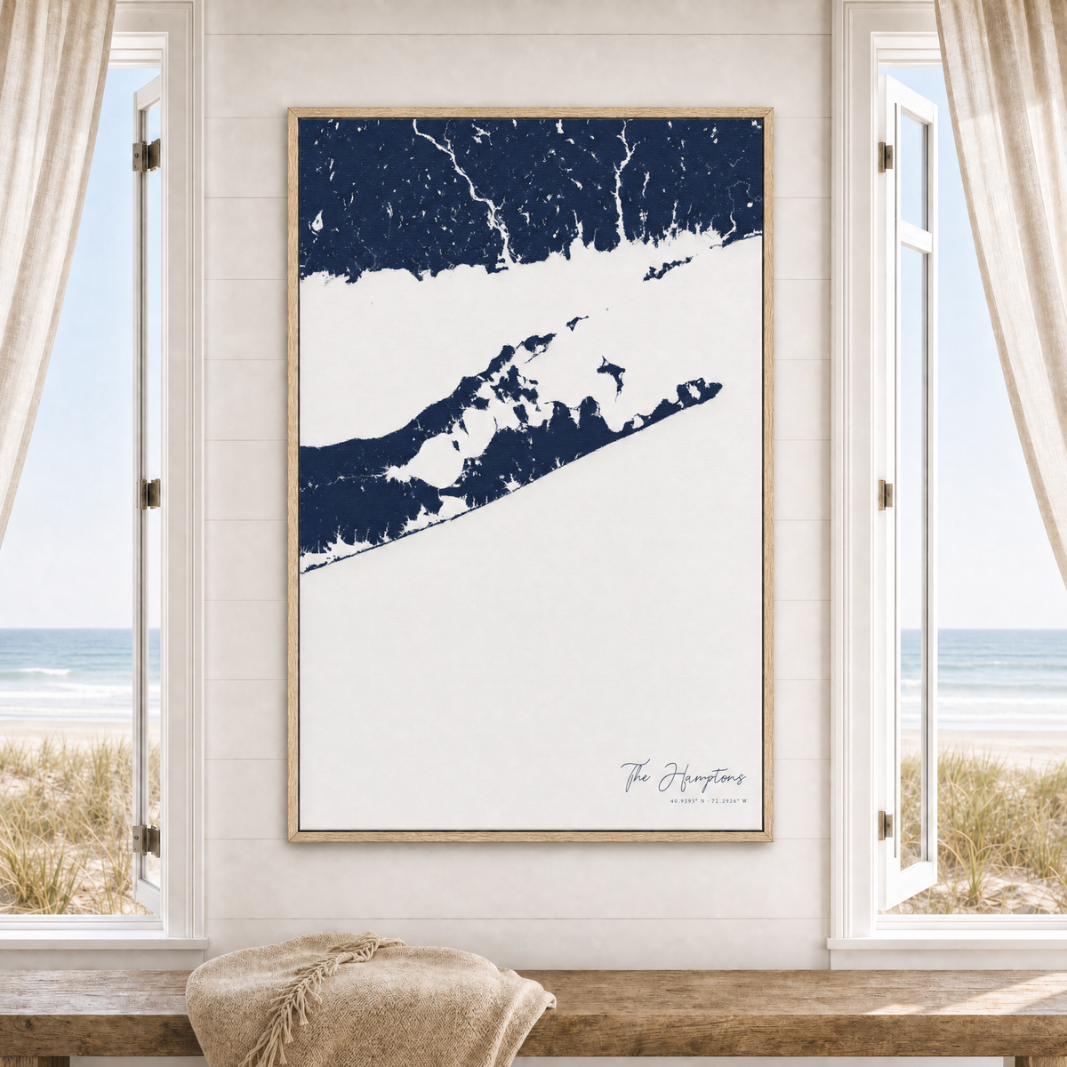 The Hamptons canvas map — window-scene interior
