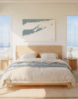 The Hamptons soft blue horizontal wrapped canvas map in the ratio 3:2 hand mockup