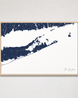 The Hamptons Coastal Map — Canvas Horizontal — navy, Light Wood