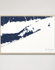 The Hamptons Coastal Map — Canvas Horizontal, navy, Natural Oak