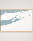 The Hamptons Coastal Map — Canvas Horizontal — soft-blue, Light Wood